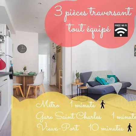 Appartement Joli T3 Avec Balcon - Gare St-Charles A 50 M à Marseille Extérieur photo